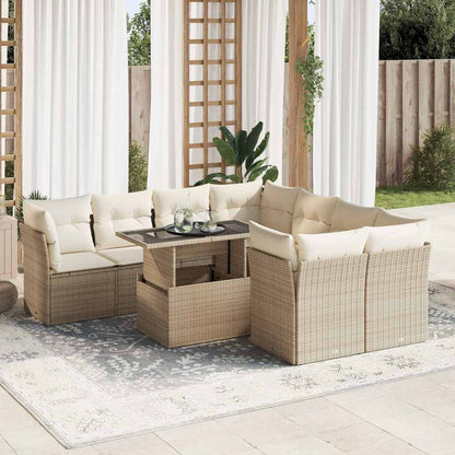 Set De Sofás De Jardín Con Cojines 9 Pzas Ratán Sintético