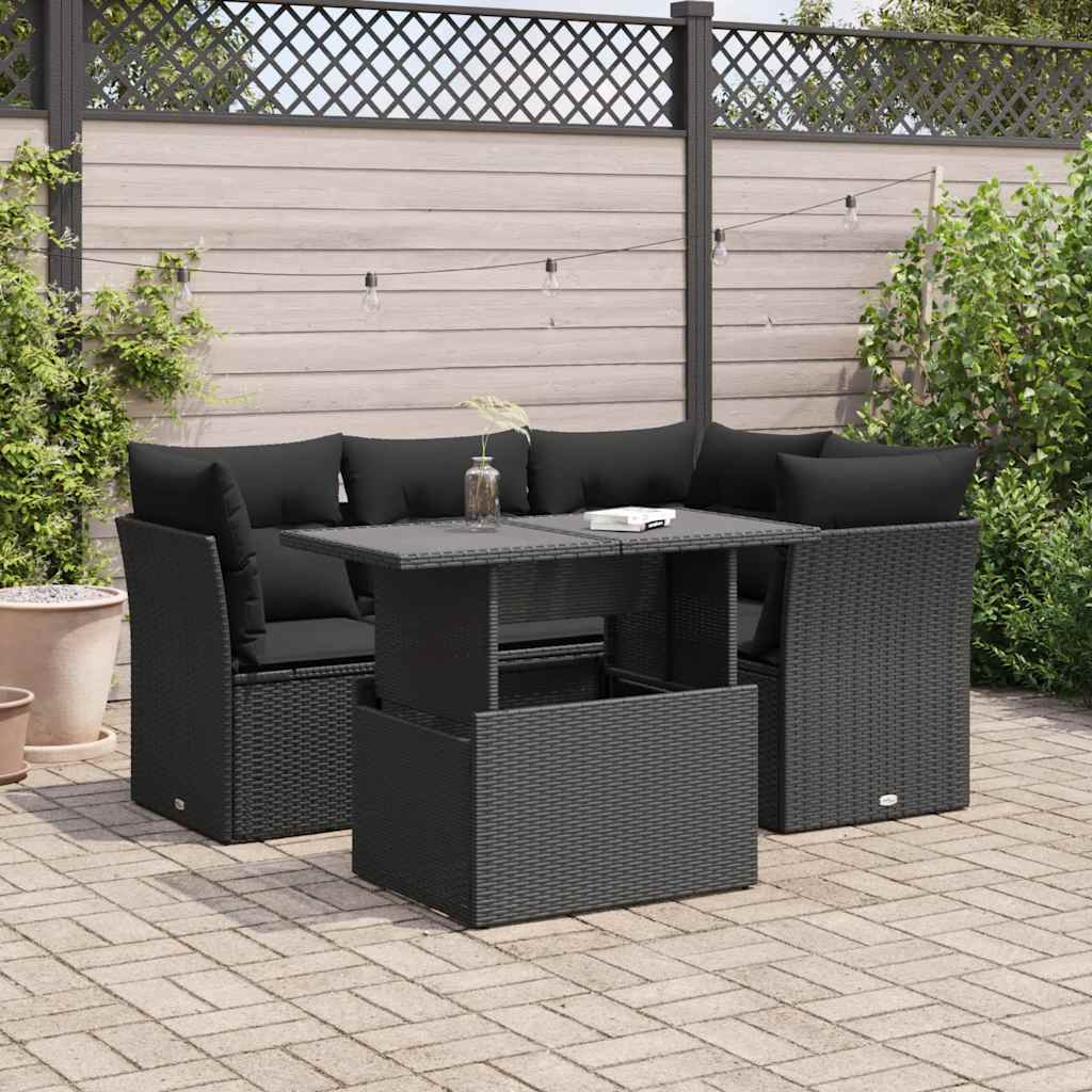 Set De Sofás Jardín Y Cojines 5 Pzas Ratán Sintético