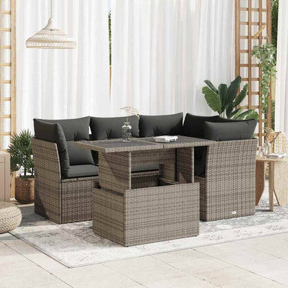 Set De Sofás Jardín Y Cojines 5 Pzas Ratán Sintético