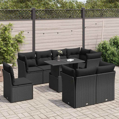 Set De Sofás De Jardín Con Cojines 9 Pzas Ratán Sintético Beige