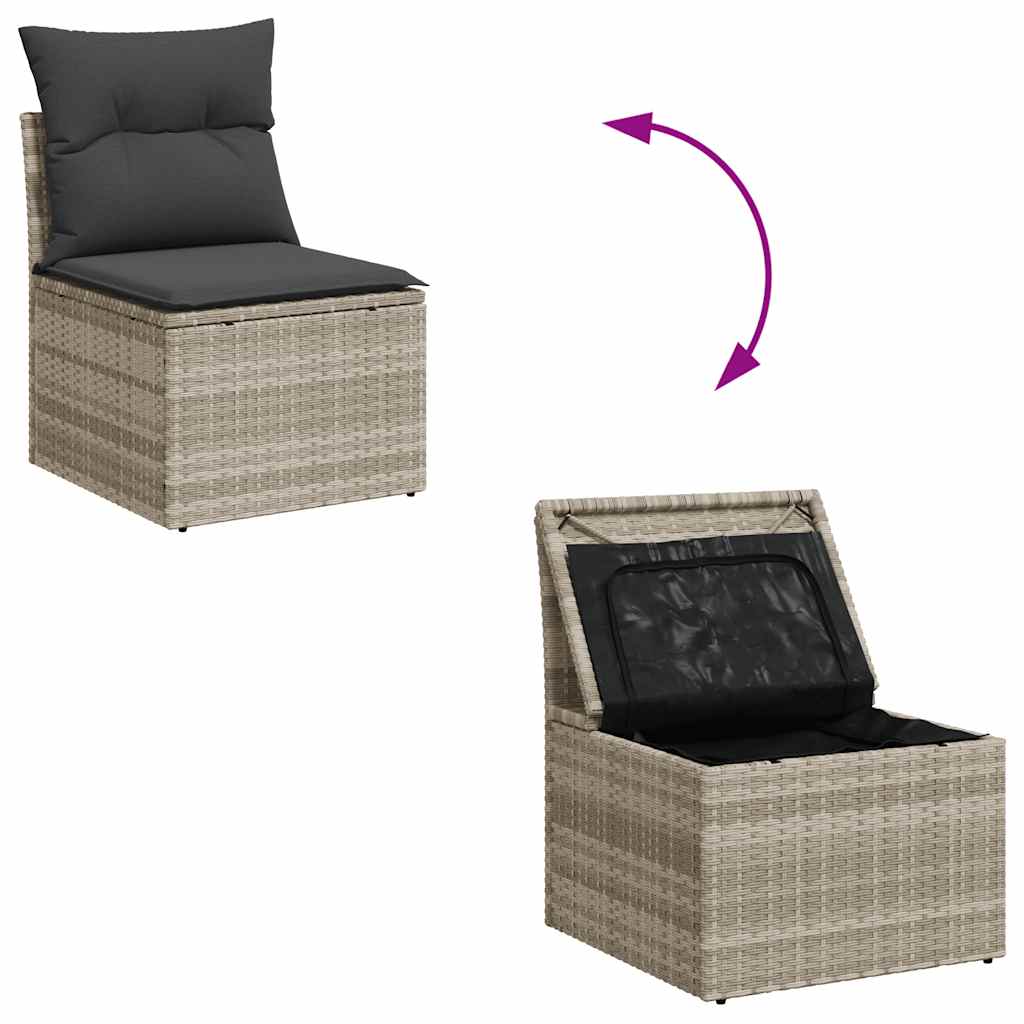 Set De Sofás De Jardín 8 Pzas Y Cojines Ratán Sintético Gris