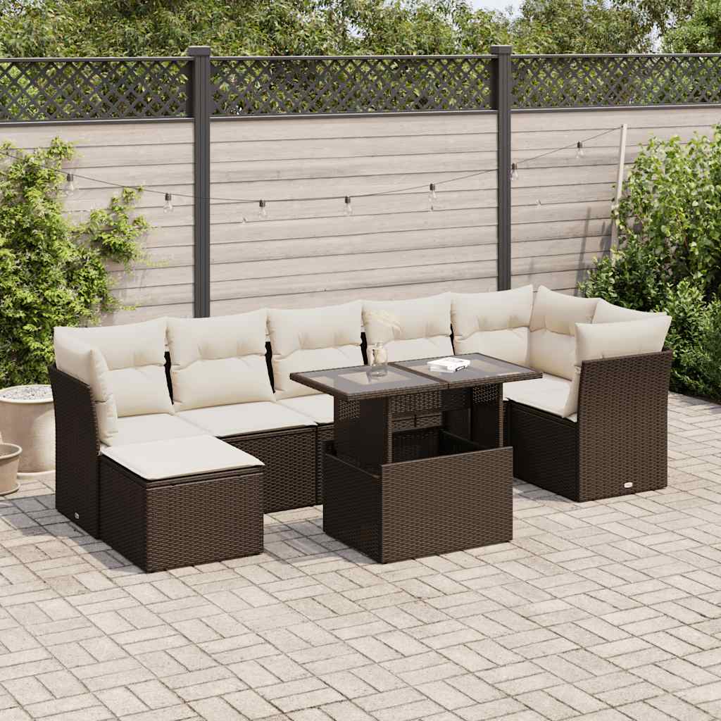 Set De Sofás De Jardín 8 Pzas Y Cojines Ratán Sintético Gris