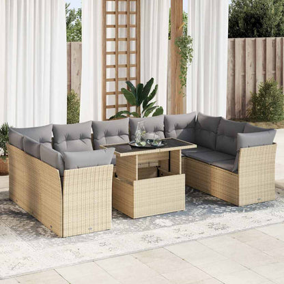 Set De Sofás De Jardín Y Cojines 10 Pzas Ratán Sintético Negro