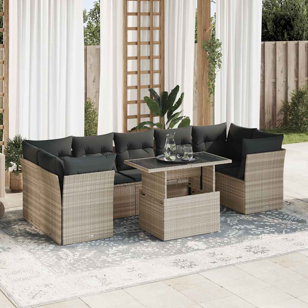 Set De Sofás De Jardín Y Cojines 10 Pzas Ratán Sintético Negro