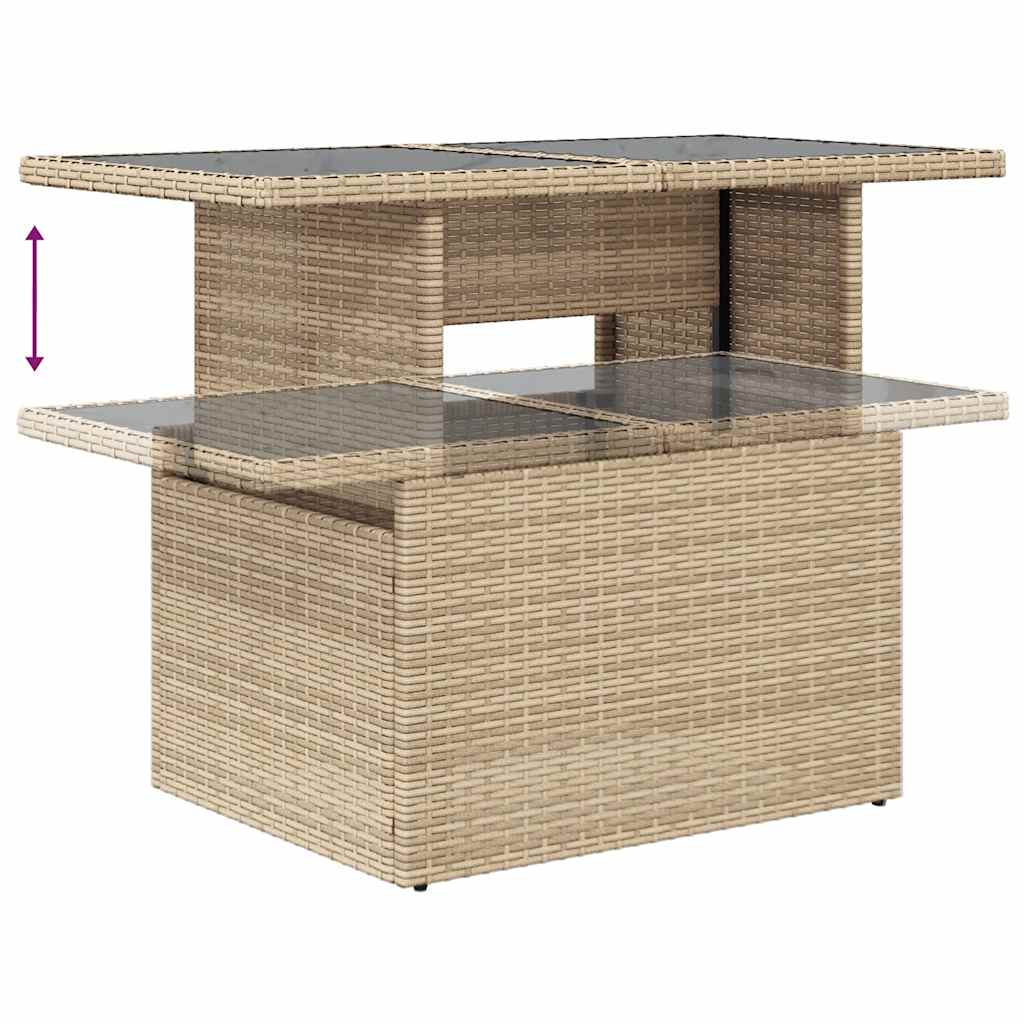 Set Sofás De Jardín 7 Piezas Y Cojines Ratán Sintético Beige