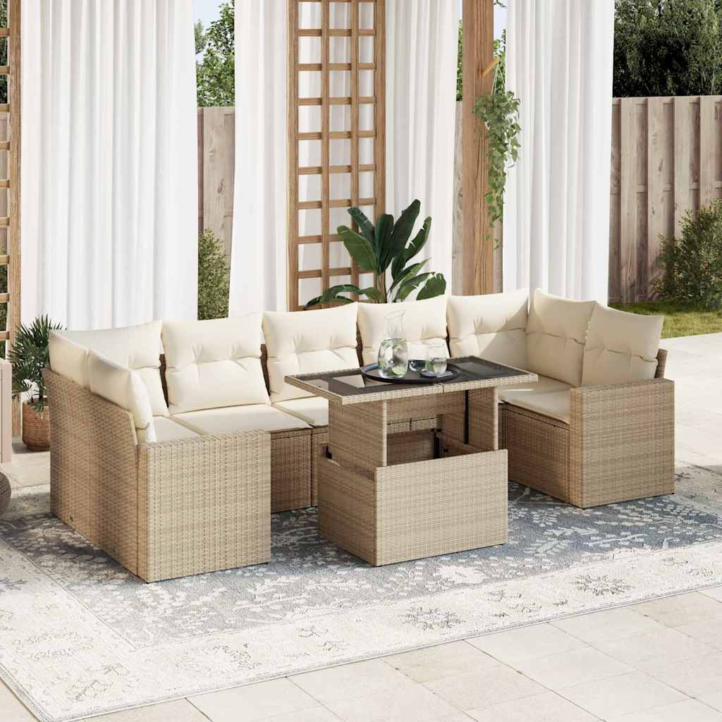 Set De Sofás De Jardín Y Cojines 8 Piezas Ratán Sintético