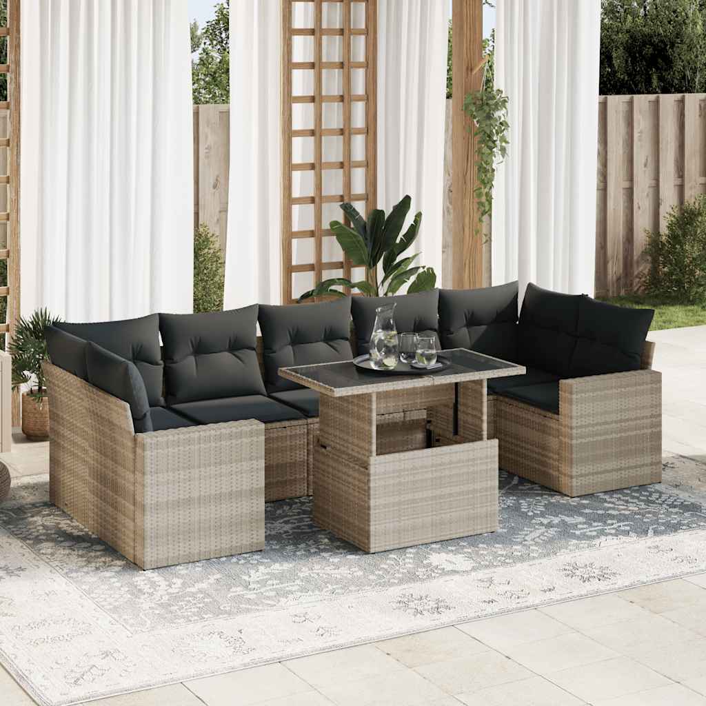 Set De Sofás De Jardín Y Cojines 8 Piezas Ratán Sintético