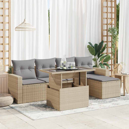 Set De Sofás De Jardín 6 Piezas Y Cojines Ratán Sintético Negro