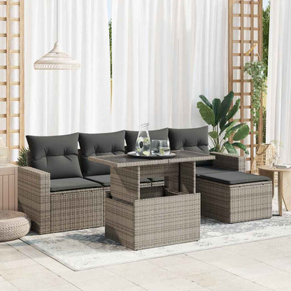 Set De Sofás De Jardín 6 Piezas Y Cojines Ratán Sintético Negro
