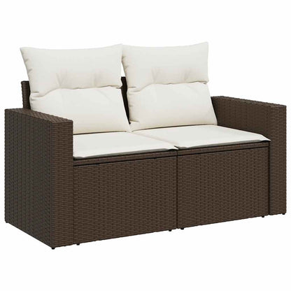 Set De Sofás De Jardín 9 Pzas Y Cojines Ratán Sintético Marrón
