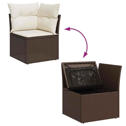 Set De Sofás De Jardín 9 Pzas Y Cojines Ratán Sintético Marrón
