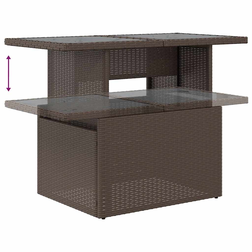 Set De Sofás De Jardín 9 Pzas Y Cojines Ratán Sintético Marrón