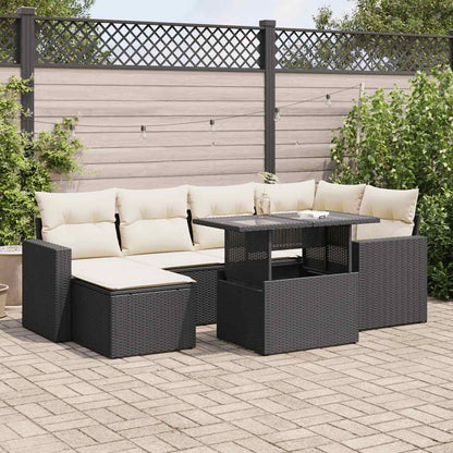 Set De Sofás De Jardín 7 Pzas Con Cojines Ratán Sintético