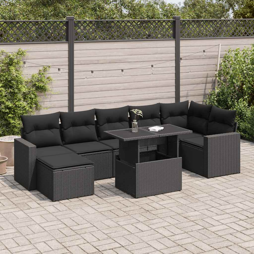 Set De Sofás De Jardín Y Cojines 8 Piezas Ratán Sintético Beige