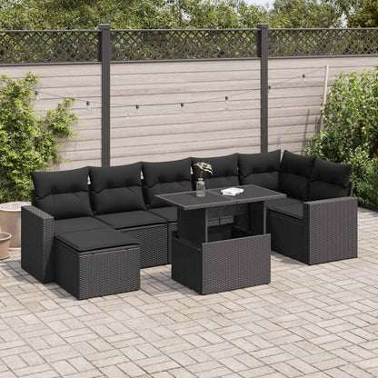 Set De Sofás De Jardín Y Cojines 8 Piezas Ratán Sintético Beige