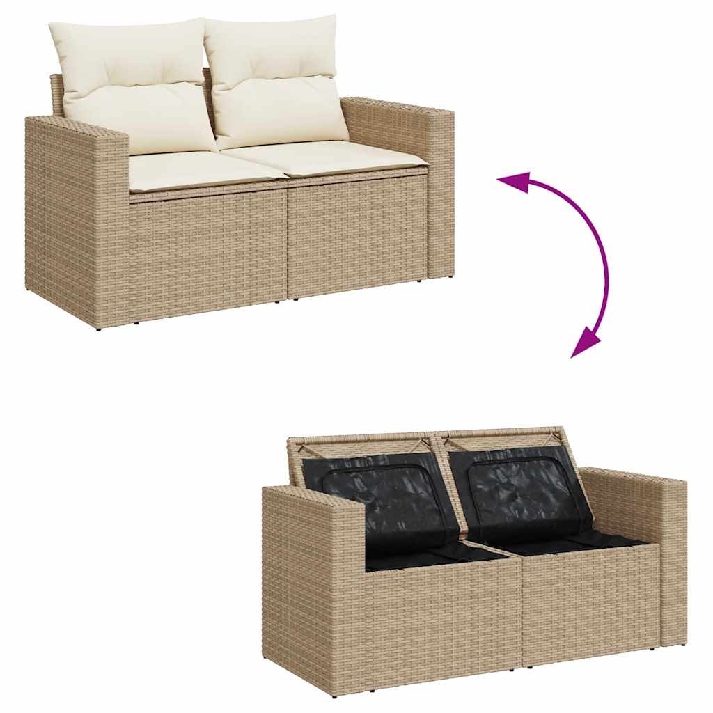 Set De Sofás De Jardín Y Cojines 8 Piezas Ratán Sintético Beige