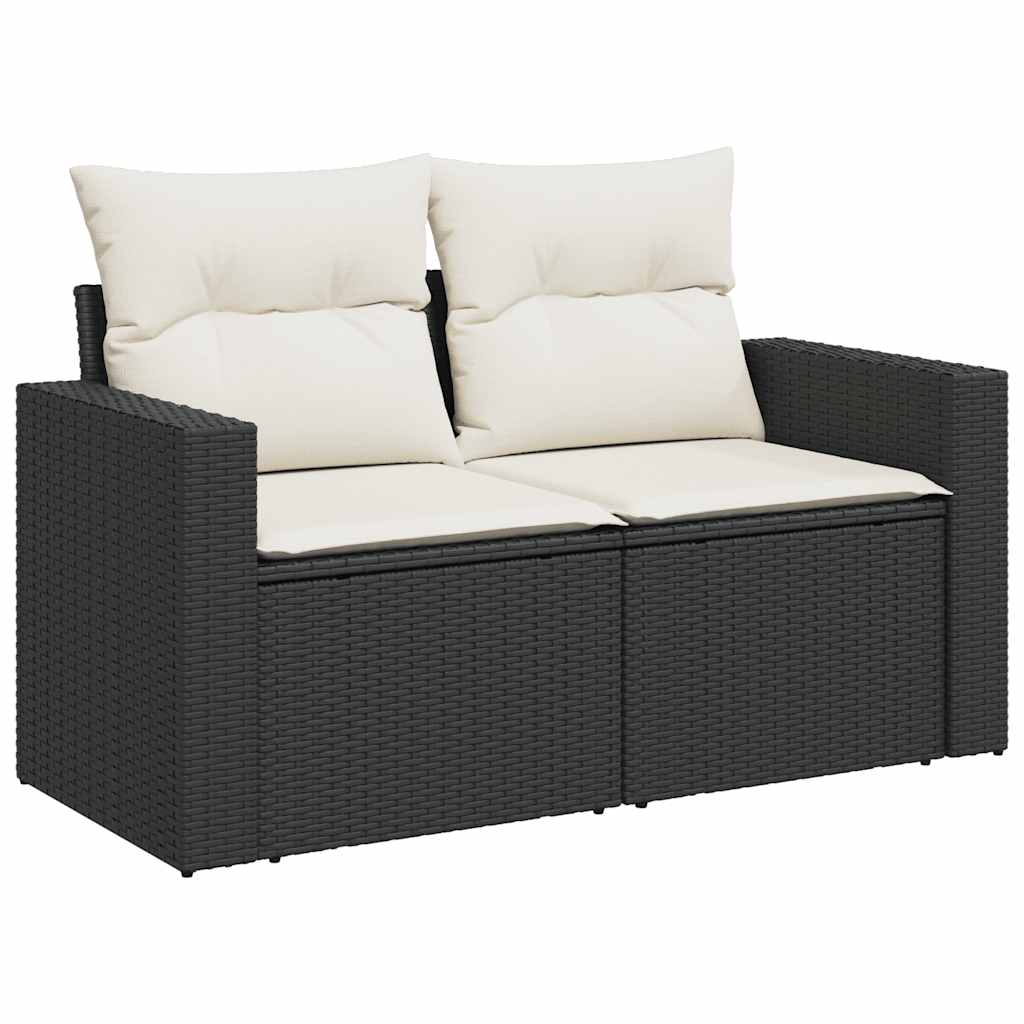 Set De Sofás De Jardín Con Cojines 9 Pzas Ratán Sintético Negro
