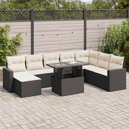 Set De Sofás De Jardín Con Cojines 9 Pzas Ratán Sintético Negro