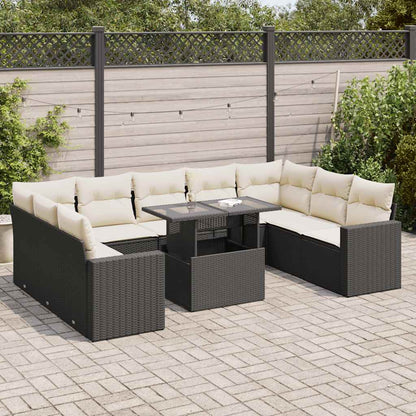 Set De Sofás De Jardín 10 Pzas Y Cojines Ratán Sintético Marrón