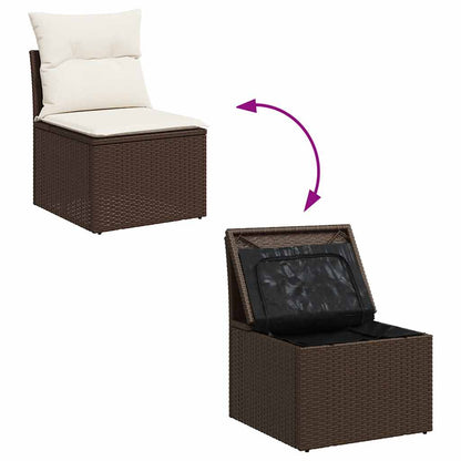 Set De Sofás De Jardín 10 Pzas Y Cojines Ratán Sintético Marrón