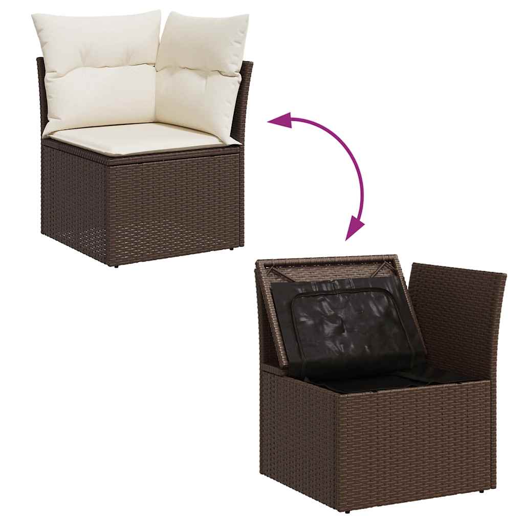 Set De Sofás De Jardín 10 Pzas Y Cojines Ratán Sintético Marrón