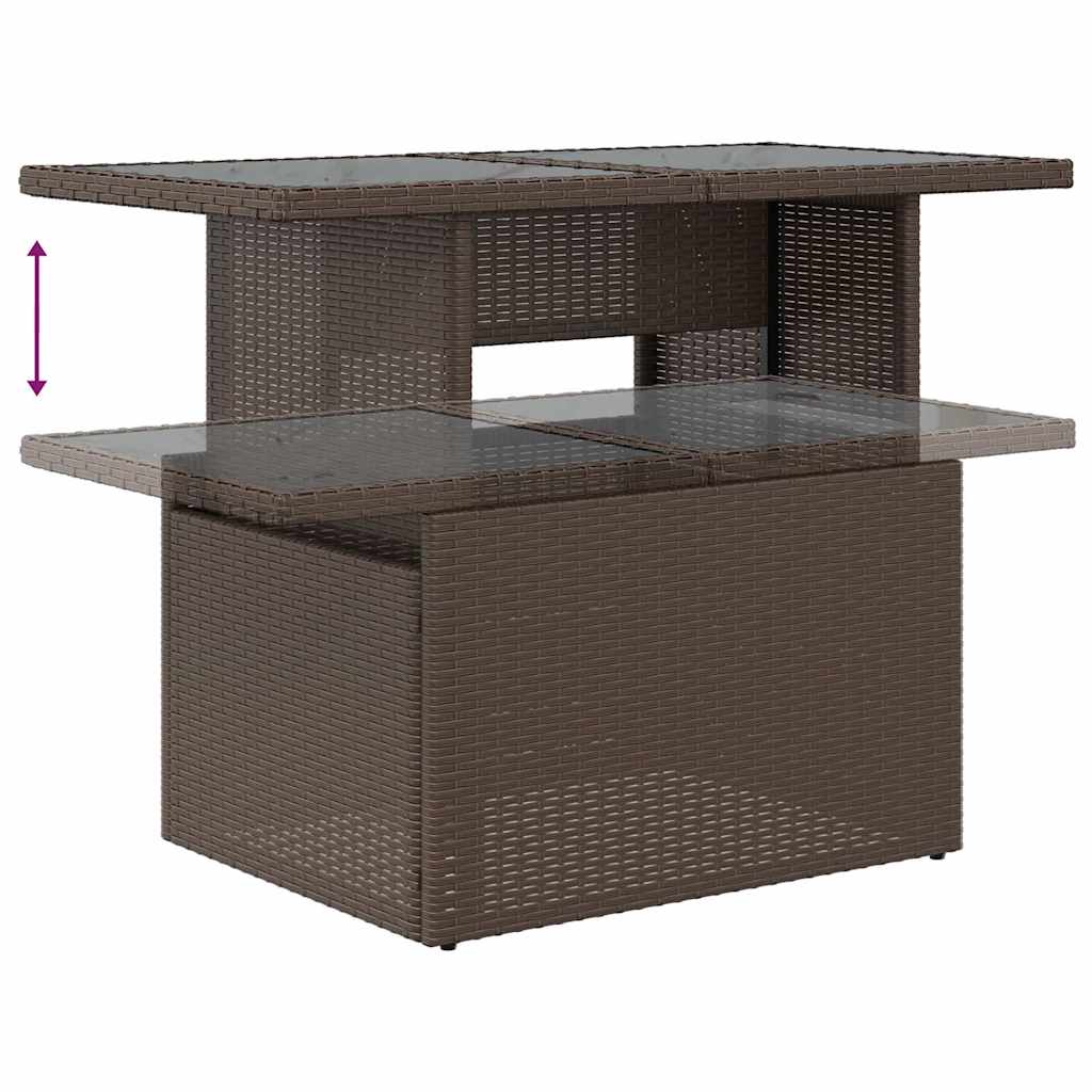 Set De Sofás De Jardín 10 Pzas Y Cojines Ratán Sintético Marrón