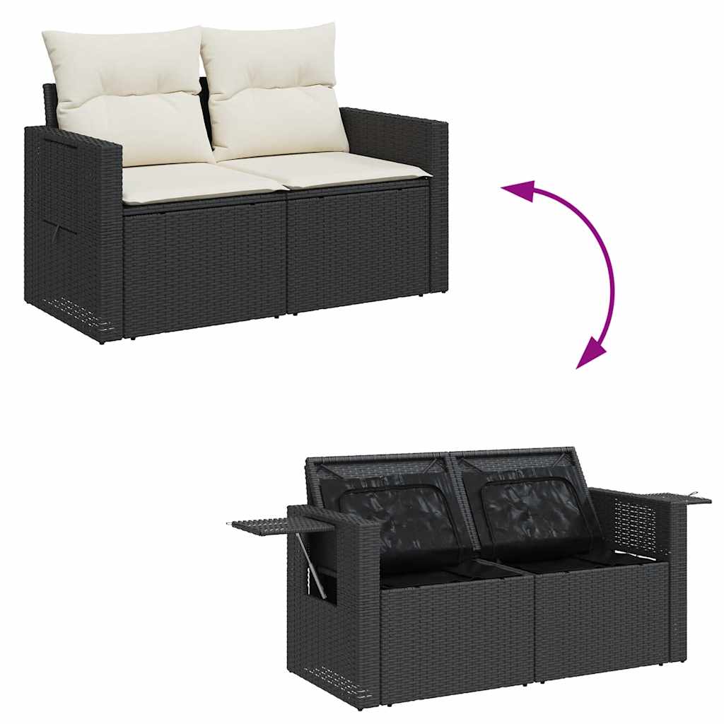 Set De Sofás De Jardín Y Cojines 8 Piezas Ratán Sintético Negro
