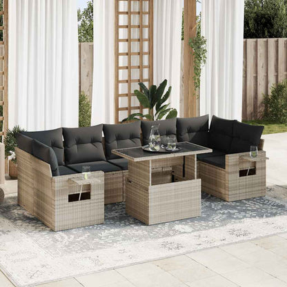 Set De Sofás De Jardín Y Cojines 8 Piezas Ratán Sintético Negro