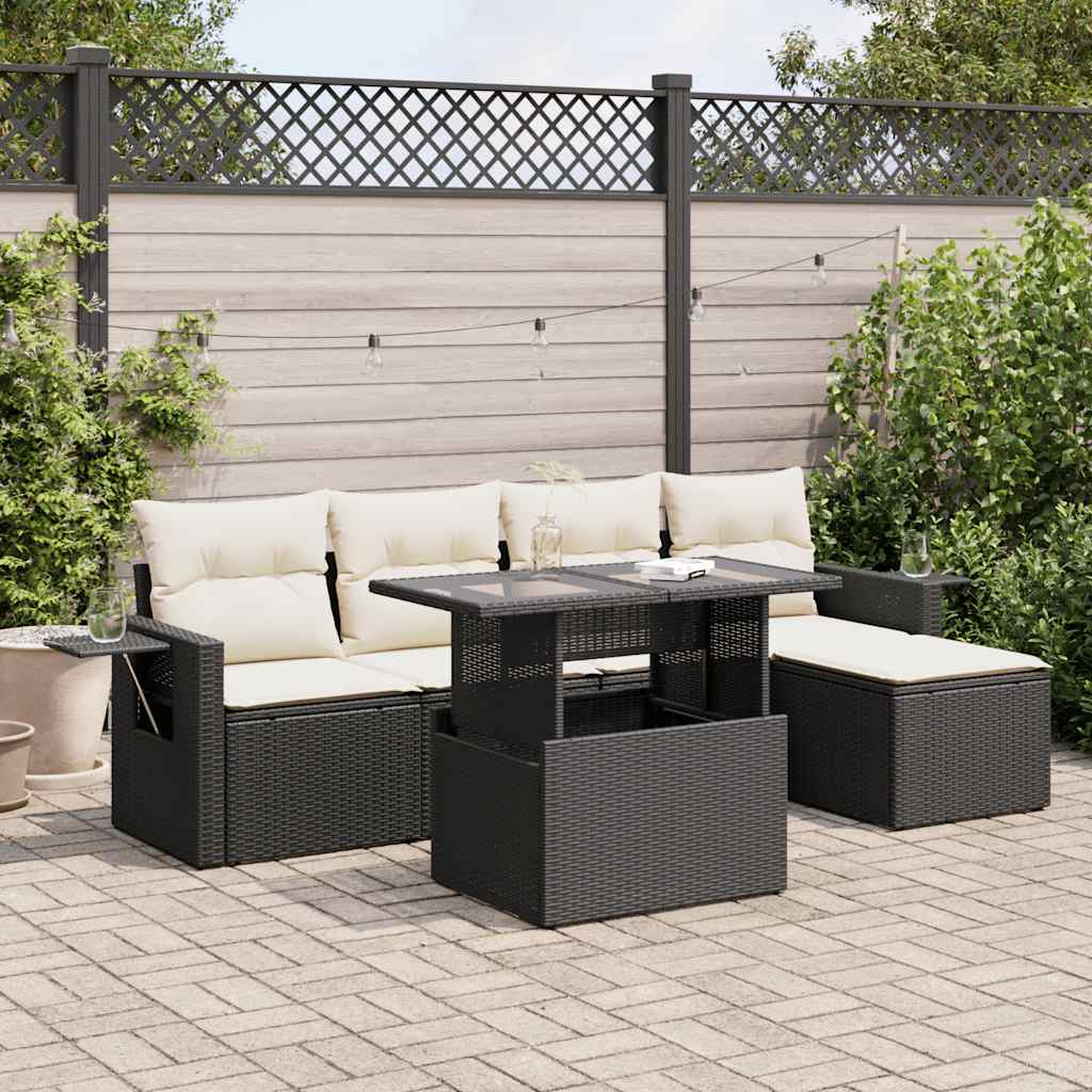 Set De Sofás De Jardín 6 Piezas Y Cojines Ratán Sintético