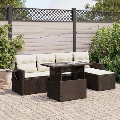 Set De Sofás De Jardín 6 Piezas Y Cojines Ratán Sintético