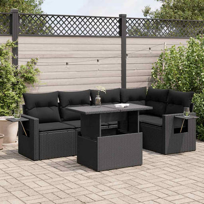 Set De Sofás De Jardín 6 Piezas Y Cojines Ratán Sintético Negro