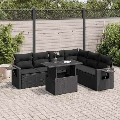 Set Sofás De Jardín 7 Piezas Y Cojines Ratán Sintético Beige