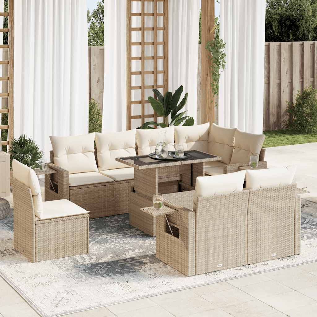 Set De Sofás De Jardín Con Cojines 9 Pzas Ratán Sintético