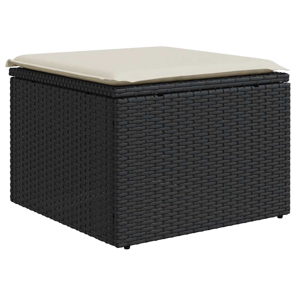 Set De Sofás De Jardín 7 Pzas Con Cojines Ratán Sintético Negro