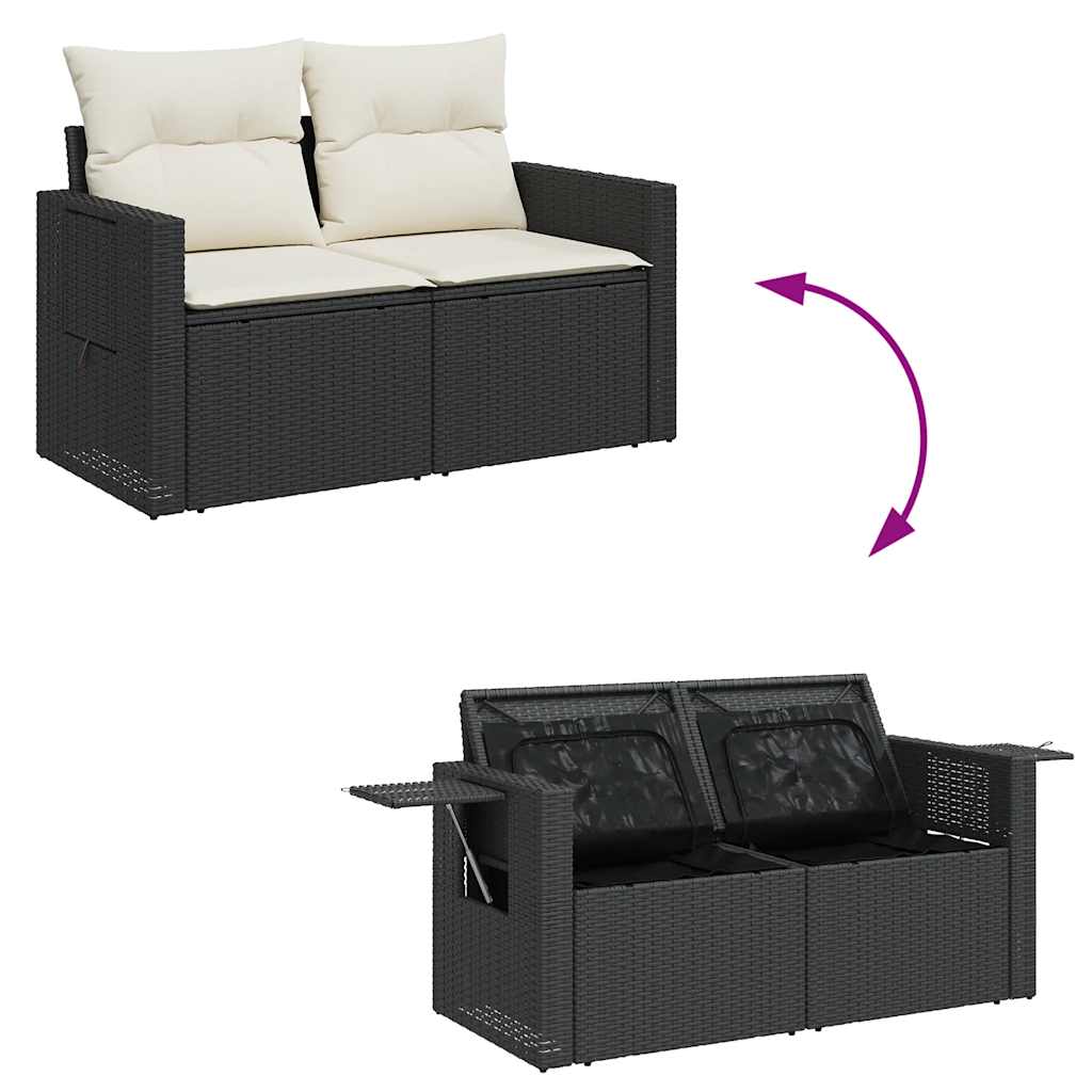 Set De Sofás De Jardín 7 Pzas Con Cojines Ratán Sintético Negro