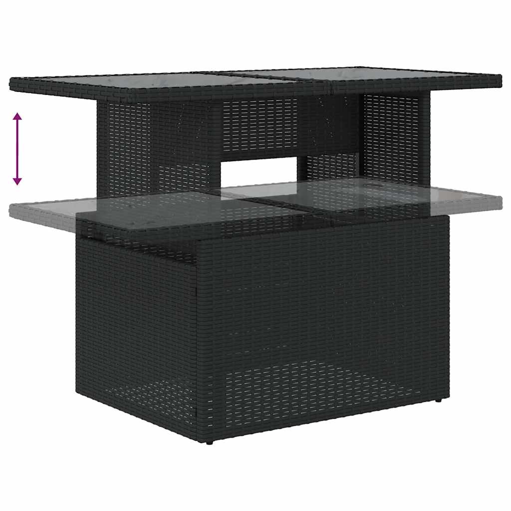 Set De Sofás De Jardín 7 Pzas Con Cojines Ratán Sintético Negro