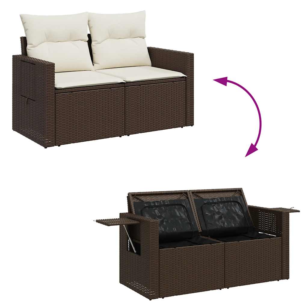 Set Sofás De Jardín 8 Piezas Y Cojines Ratán Sintético Marrón