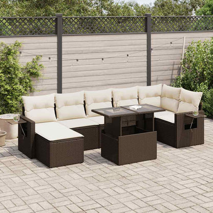 Set Sofás De Jardín 8 Piezas Y Cojines Ratán Sintético Marrón