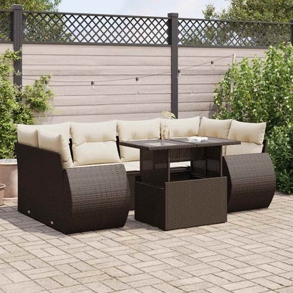 Set De Sofás De Jardín 7 Pzas Con Cojines Ratán Sintético Negro