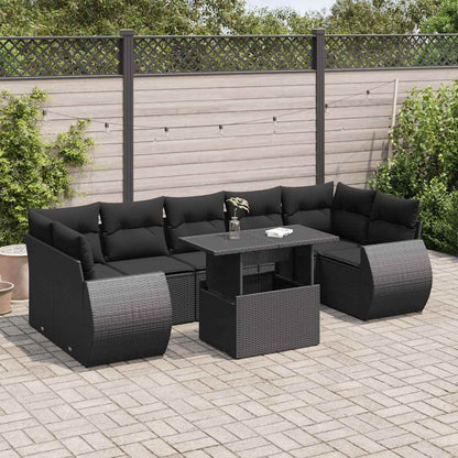 Set Sofás De Jardín 8 Piezas Y Cojines Ratán Sintético Marrón