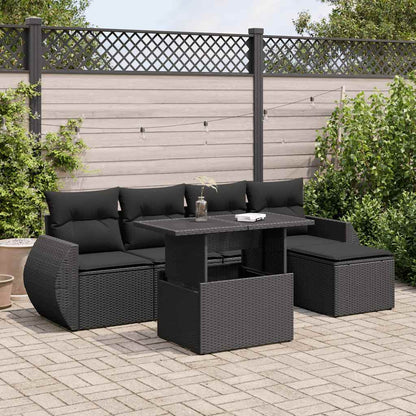 Set Sofás De Jardín 6 Piezas Y Cojines Ratán Sintético Marrón