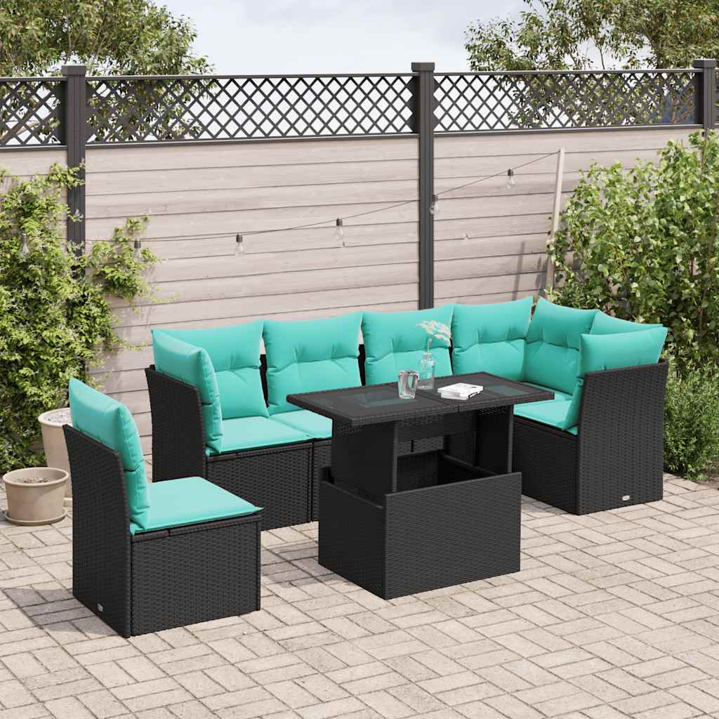 Set Sofás De Jardín 6 Piezas Y Cojines Ratán Sintético Marrón