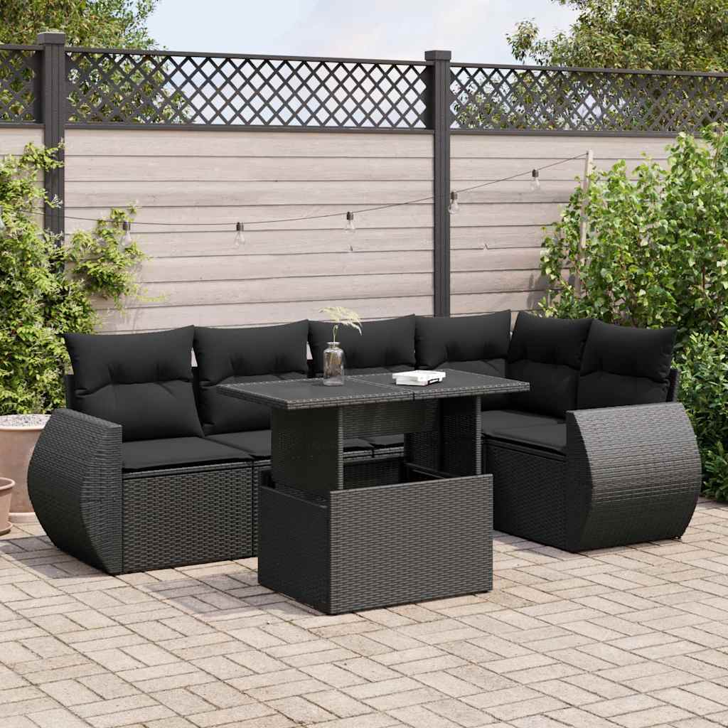 Set De Sofás De Jardín 6 Piezas Y Cojines Ratán Sintético