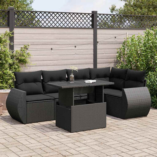 Set De Sofás De Jardín 6 Piezas Y Cojines Ratán Sintético