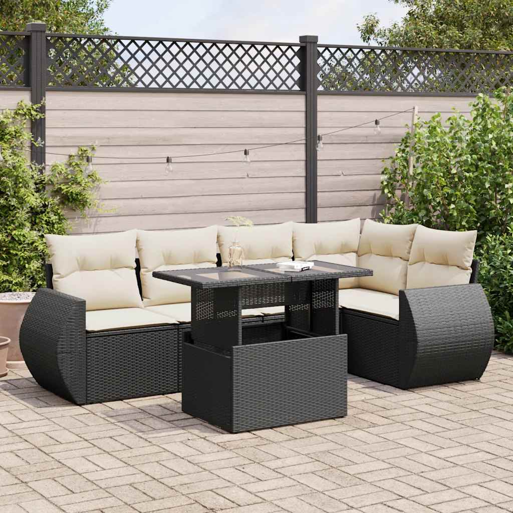 Set De Sofás De Jardín 6 Piezas Y Cojines Ratán Sintético