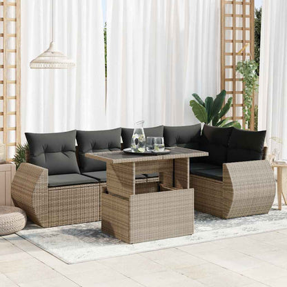 Set De Sofás De Jardín 6 Piezas Y Cojines Ratán Sintético