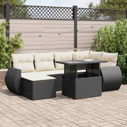 Set Sofás De Jardín 7 Piezas Y Cojines Ratán Sintético Beige