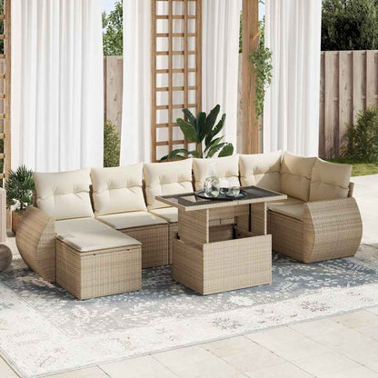 Set Sofás De Jardín 8 Piezas Y Cojines Ratán Sintético Marrón