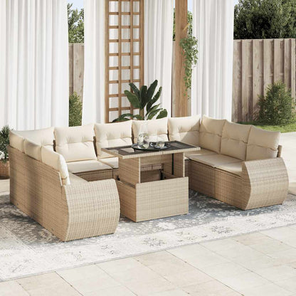 Set De Sofás De Jardín Y Cojines 10 Pzas Ratán Sintético Negro