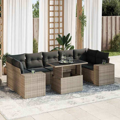 Set Sofás De Jardín 8 Piezas Y Cojines Ratán Sintético Marrón